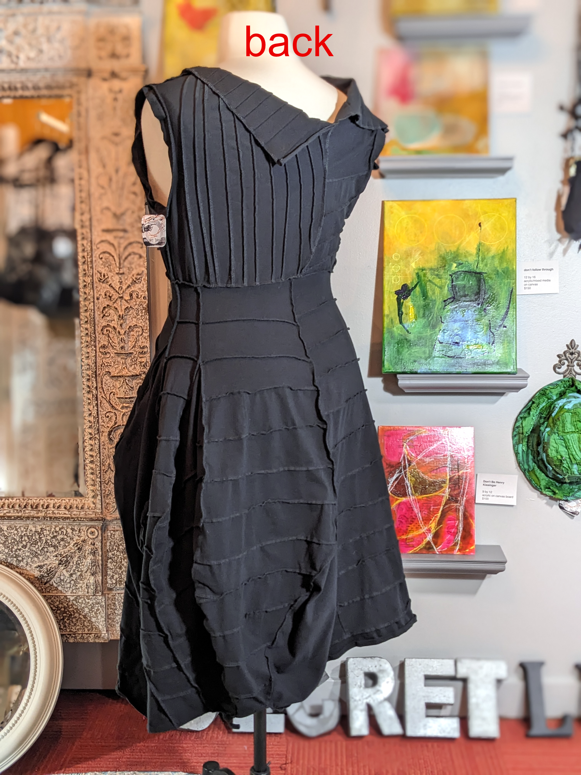 unflappable - black secret lentil dress, asymmetric, one of a kind