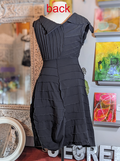 unflappable - black secret lentil dress, asymmetric, one of a kind