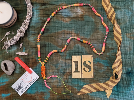 soothsayer handmade necklace of ceramic wood beads - Secret Lentil