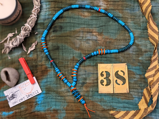 Secret Lentil soothsayer beads necklace - wood ceramic hemp