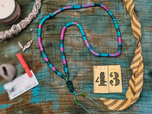 Secret Lentil soothsayer beads necklace - wood ceramic hemp